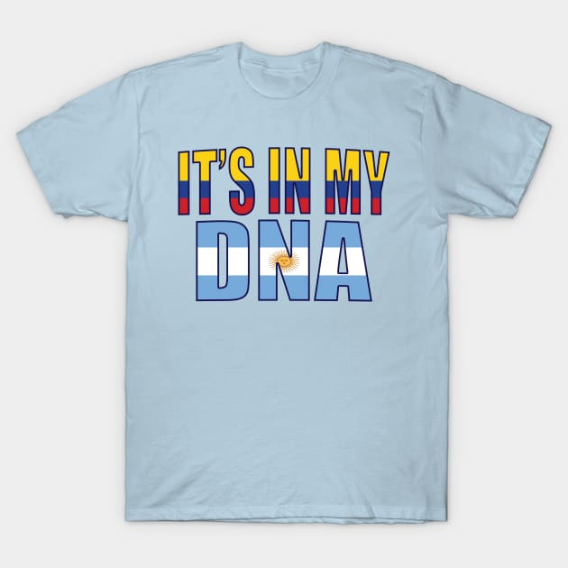 Colombian And Argentinian Mix Heritage DNA Flag T-Shirt by Just Rep It!!